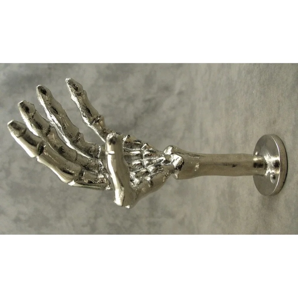 ONE HUNDRED 80 DEGREES Skeleton Hand Wall Hook Silver Gothic Spooky Halloween